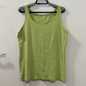 Dress Barn Woman's Yellow Green Tank Top Sleeveless Round Neck Cotton Top XL
